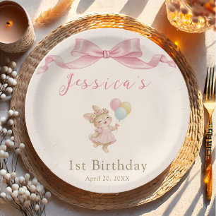 Assiettes En Carton Some Bunny Girl Pink Fête son Premier Anniversaire