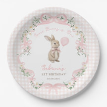 Some Bunny is One : Ruban Rose à Carreaux 1er Anni