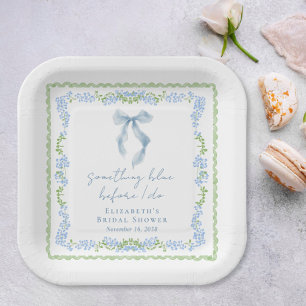 Assiettes En Carton Something Blue Bow Baby Shower de Mariage