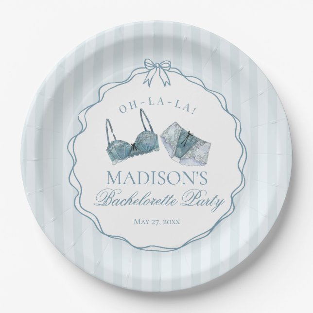 Assiettes En Carton Something Blue Lingerie Shower Bachelorette Bridal (Devant)