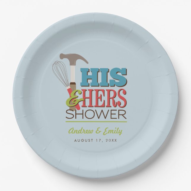 Assiettes En Carton Son & Hers Hammer Whisk Handicap Couple Douche (Devant)