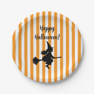 Assiettes En Carton Sorcière d'Halloween en vol de chambre