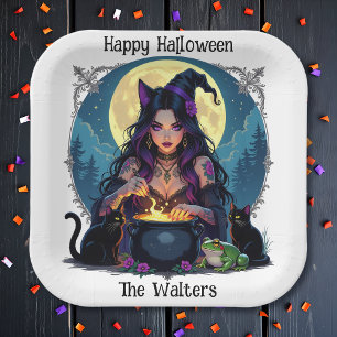Assiettes En Carton Sorcière personnalisée et Halloween Cauldron