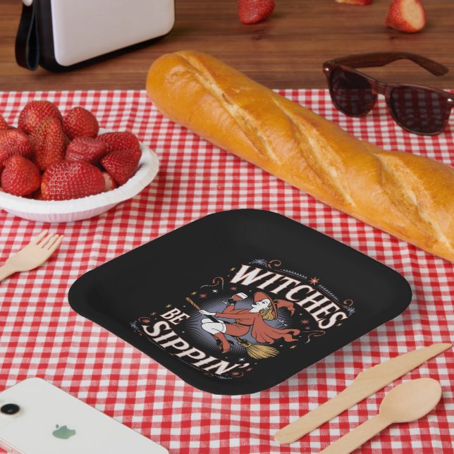 Assiettes En Carton Sorcières Be Sippin' Halloween Éffrayant (Pique-nique)