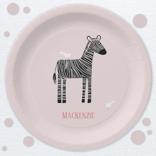 Assiettes En Carton Sote Zebra Pink