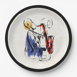 Assiettes En Carton Soul Art éditorial du joueur saxophone