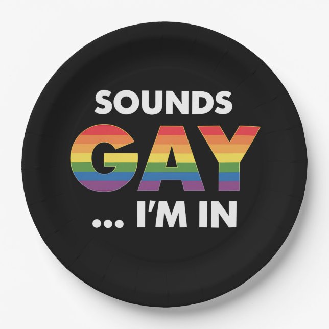 Assiettes En Carton Sounds Gay Je suis Rainbow LGBTQ Pride (Devant)