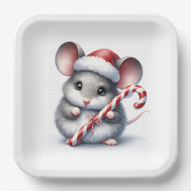 Assiettes En Carton Souris Chubby Avec Sucre de canne De Noël (Recto)