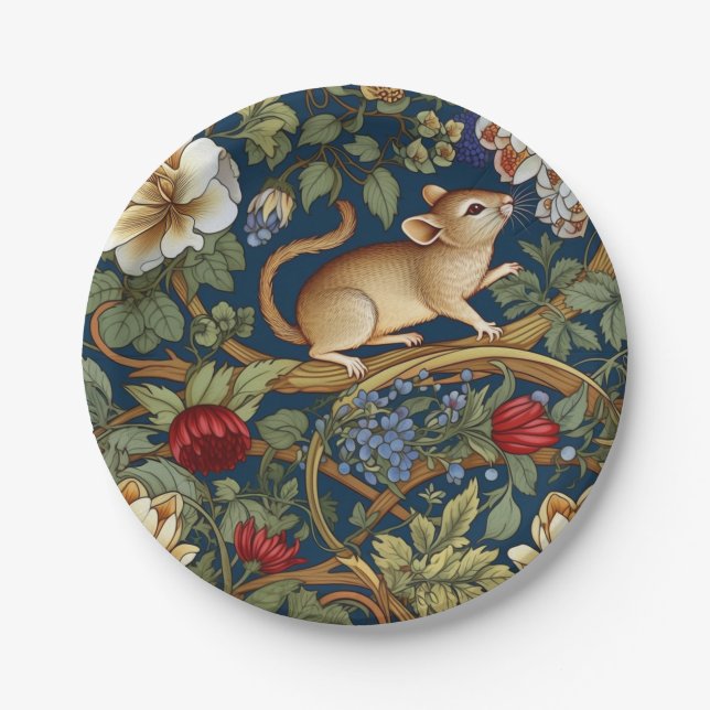 Assiettes En Carton Souris et fleurs Art nouveau (Devant)