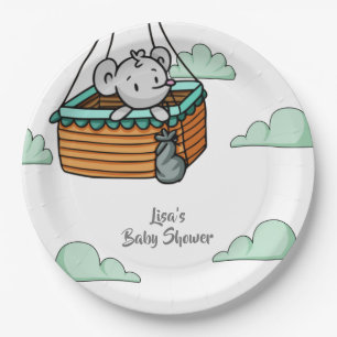 Assiettes En Carton Souris gris mignonne dans la partie de panier à ba