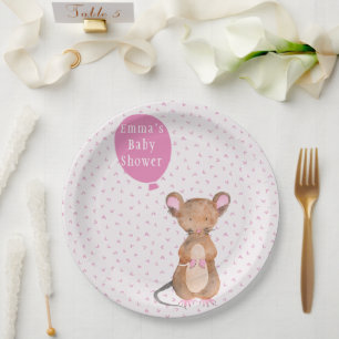 Assiettes En Carton Souris mignonne Woodland   Plaques de papier Baby 