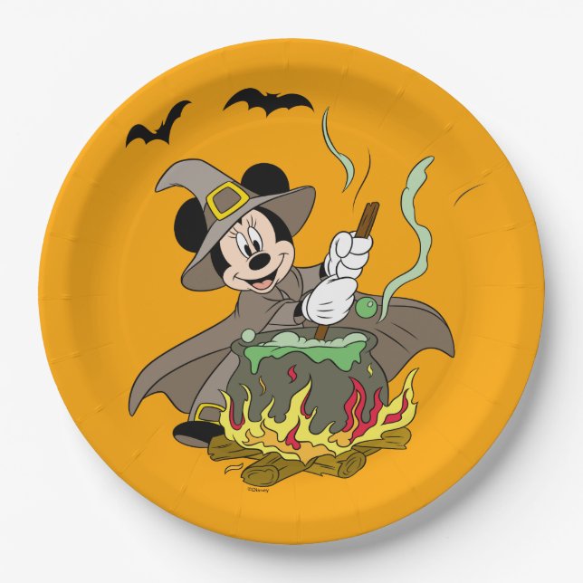Assiettes En Carton Souris Minnie Halloween Witch (Devant)