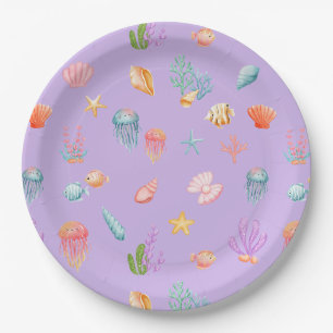 Assiettes En Carton Sous la fête d'anniversaire de la mer