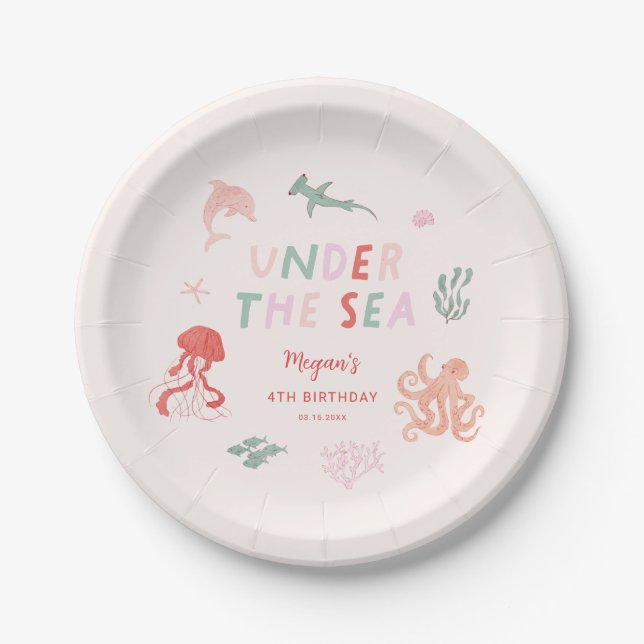 Assiettes En Carton Sous la fête d'anniversaire Sea Rose (Devant)