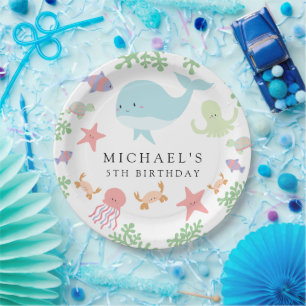 Assiettes En Carton Sous la mer Anniversaire Cute Kawaii Ocean Beach