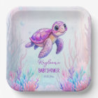Sous la mer mignonne tortue baby shower rose pourp