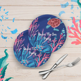 Assiettes En Carton Sous la mer Océan 1er bébé garçon Anniversaire