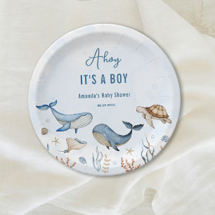 Assiettes En Carton Sous la mer Ohé C'est un garçon Baby Shower