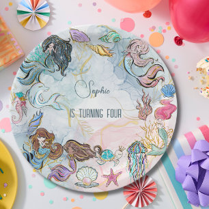 Assiettes En Carton Sous la mer Sirènes anniversaire de enfant