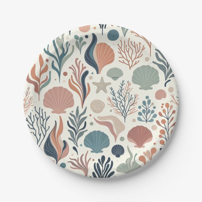 Assiettes En Carton Sous l'Anniversaire de la mer, Motif de Whispers O (Devant)