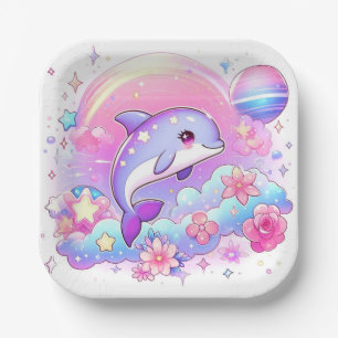 Assiettes En Carton Sous le Baby shower majestueux des dauphins de la