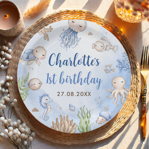 Assiettes En Carton Sous le parti Anniversaire de enfant de la mer