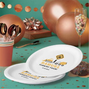 Assiettes En Carton Sous le thème de la construction invitation d'anni