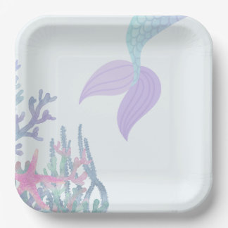 Assiettes En Carton Sous l'eau Mermaid Matching