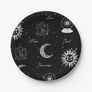 Assiettes En Carton Sous les plaques de papier céleste de la lune