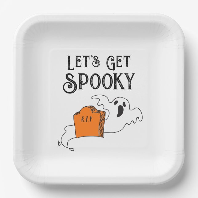Assiettes En Carton "Soyons Éffrayants" Ghost Retro Gothic Typographie (Recto)
