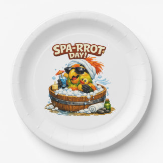Assiettes En Carton Spa-rrrot Day Funny Parrot Spa Relax Design