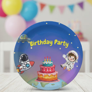 Assiettes En Carton Space Adventure Anniversaire