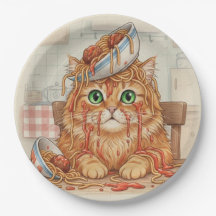 Spaghetti Kitty, Orange, Paper Plates