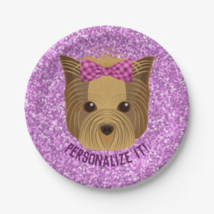 Assiettes En Carton Sparkle Yorkshire Terrier Puppy Dog Parties scinti