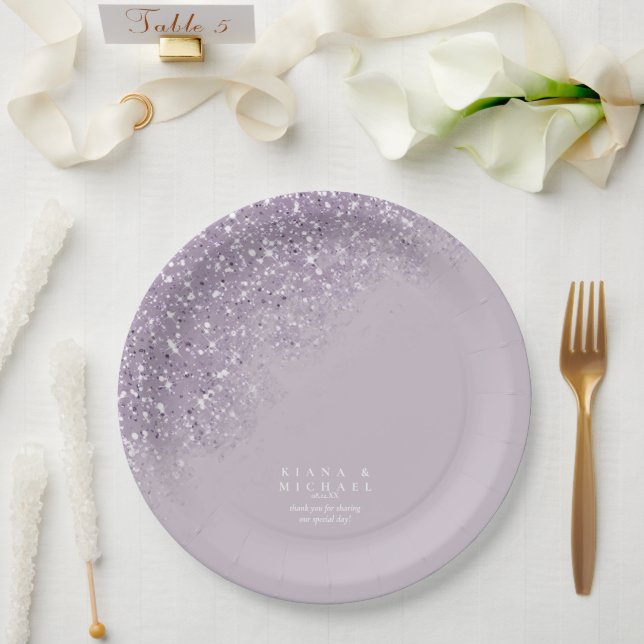 Assiettes En Carton Sparkles Mariage Mauve ID889 (Mariage)