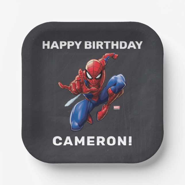 Assiettes En Carton Spider-Man Chalkboard Anniversaire (Recto)