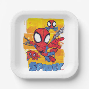 Assiettes En Carton Spidey et TRACE-E Spidey Swing City Sketch