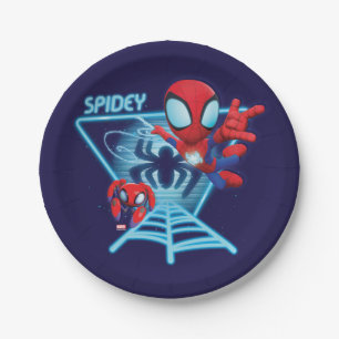 Assiettes En Carton Spidey et TRACE-E Toiles lumineuses brillent