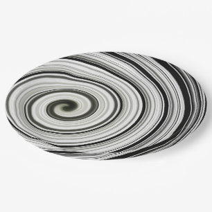 Assiettes En Carton spirale noire et blanche