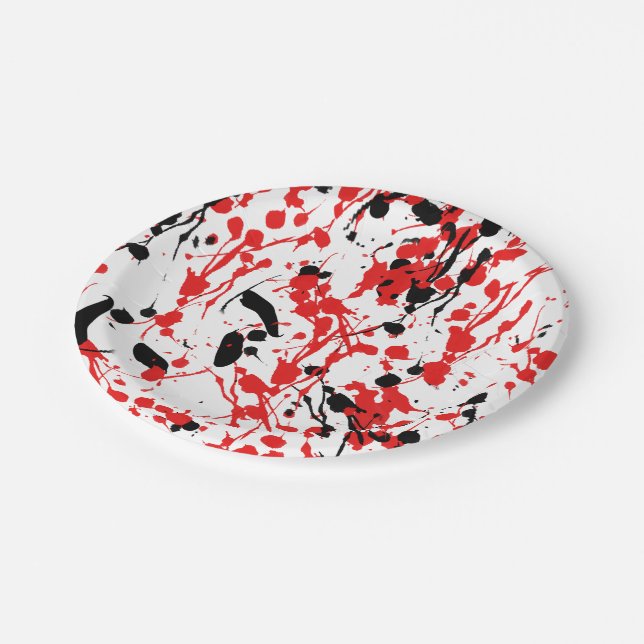 Assiettes En Carton Splash et Drip Abstraits (Angle)