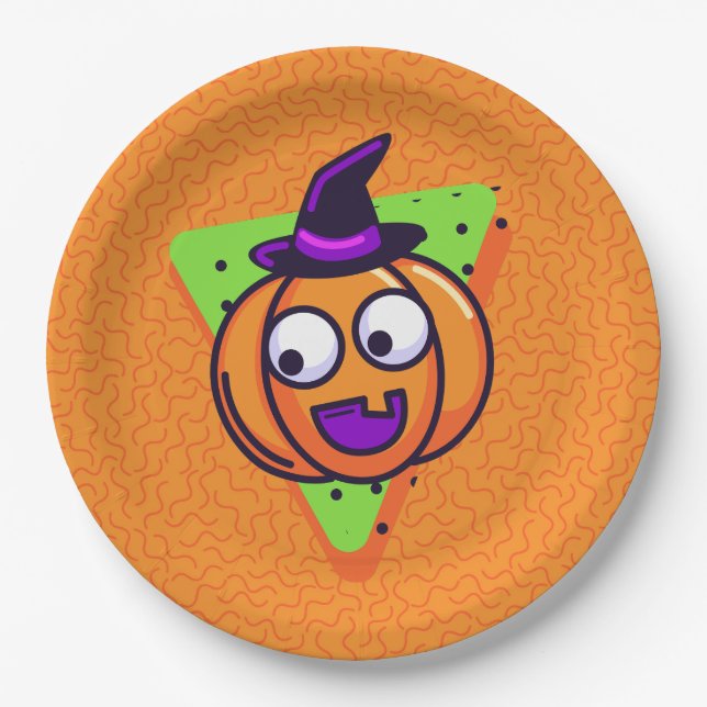 Assiettes En Carton Spooktacular Pumpkin Halloween Plates - Orange (Devant)