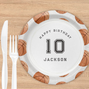 Assiettes En Carton Sport moderne du garçon de basket-ball à thème ann