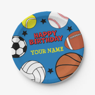 Assiettes En Carton Sports Anniversaire de papier personnalisé