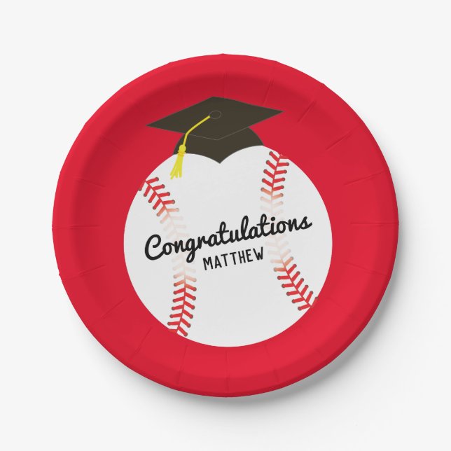 Assiettes En Carton Sports du Baseball Graduation Party (Devant)