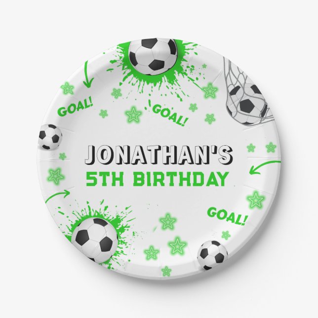 Assiettes En Carton Sports Enfants Football fête d'anniversaire (Devant)