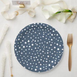 Assiettes En Carton Spots Dalmatiens Bleus Marine, Points Dalmatiens, 