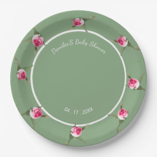 Assiettes En Carton Spray floral personnalisé vert