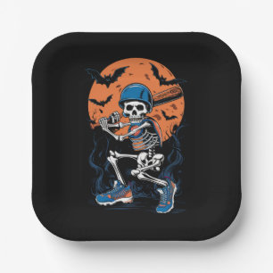 Assiettes En Carton Squelette de baseball Halloween Baseball Halloween
