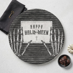Assiettes En Carton Squelette gothique vintage Joy Halloween