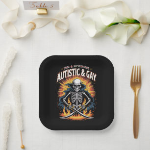 Assiettes En Carton Squelette Pas Cool Et Mystérieux Autiste Gay 